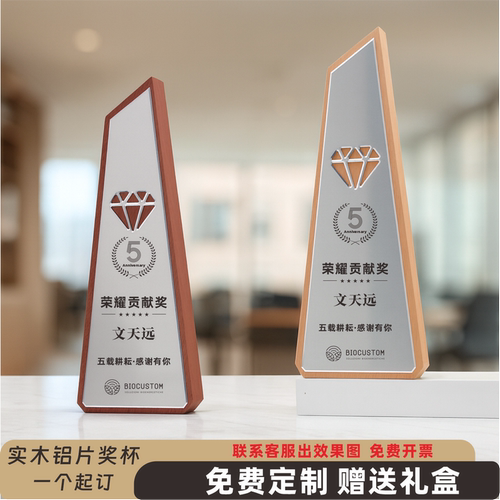 创意高档实木水晶奖杯定制