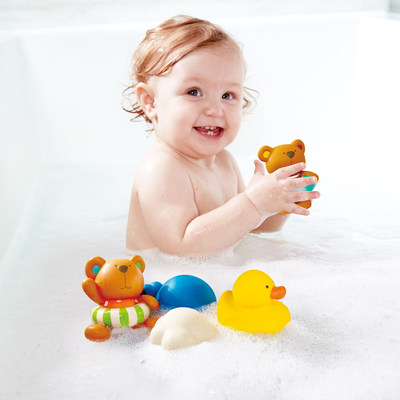 Hape洗澡玩具花洒小水桶动物滋水