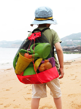 Hape儿童沙滩玩具套装收纳袋海滩网兜铲子工具小桶玩沙子挖玩沙漏