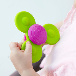 美国Fat brain儿童吸盘转转乐宝宝硅胶牙胶婴儿餐椅卡通转动吸吸