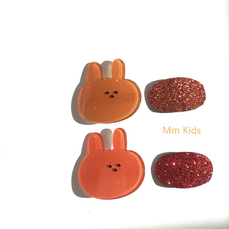 韩国进口pom儿童发饰发夹亮面小熊小兔子边夹彩色宝宝头饰发卡