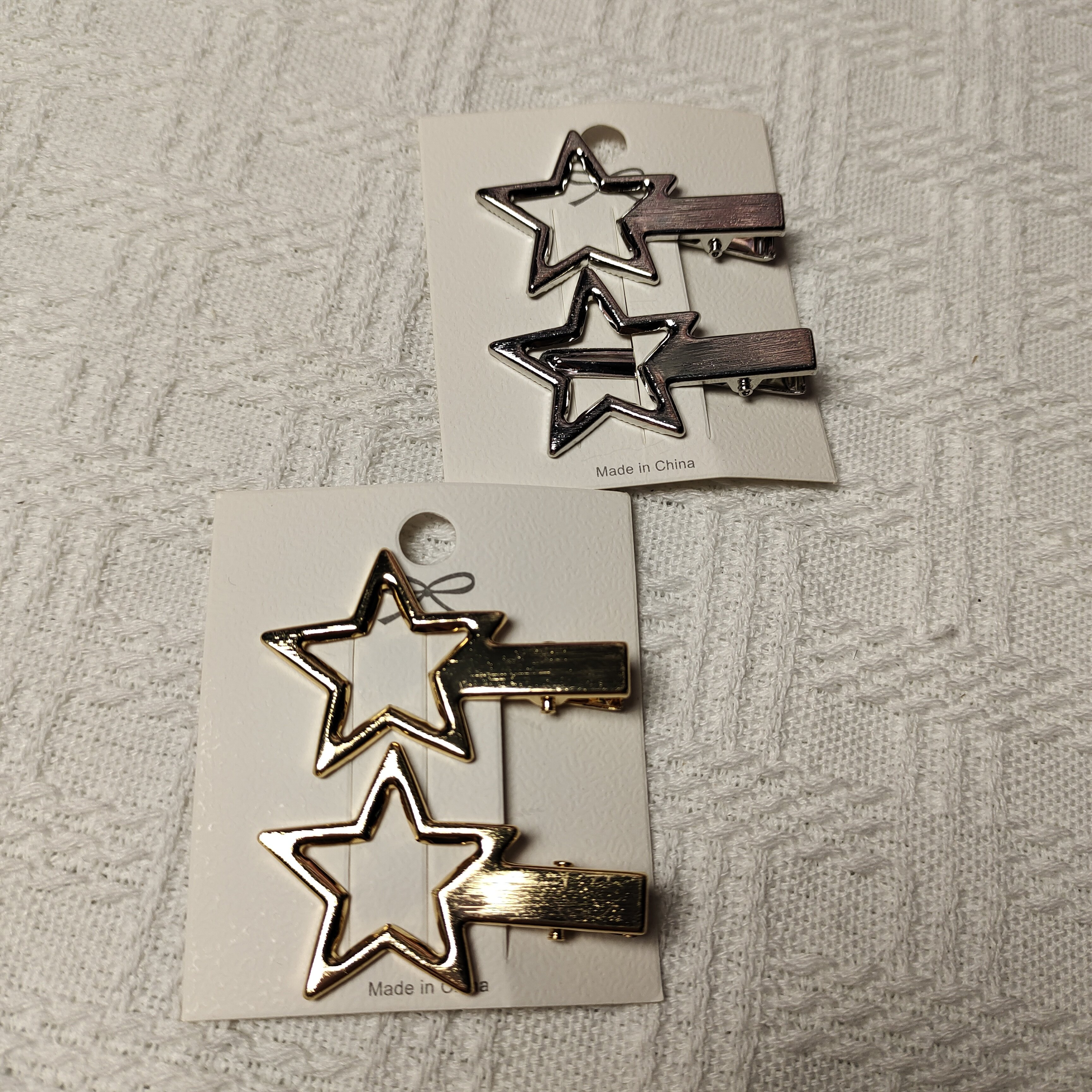 金属拉丝星星发夹金银夹子发饰