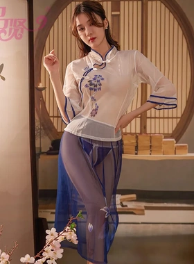 内衣女装印花旗袍制服套装民国风