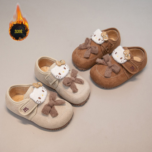 女童休闲加绒棉鞋2025冬季新款