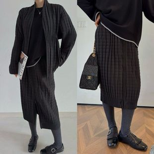 褶皱棉服外套半裙一整套 冬两件套日韩外贸时尚 高级感轻奢女装 套装