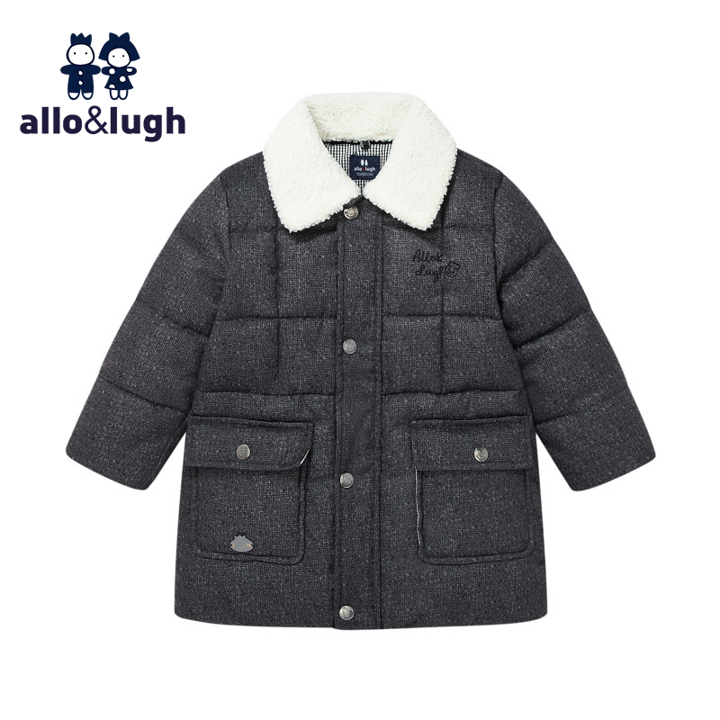 allolugh阿路和如儿童外套2025新款冬季翻领加厚上衣服男女童冬装