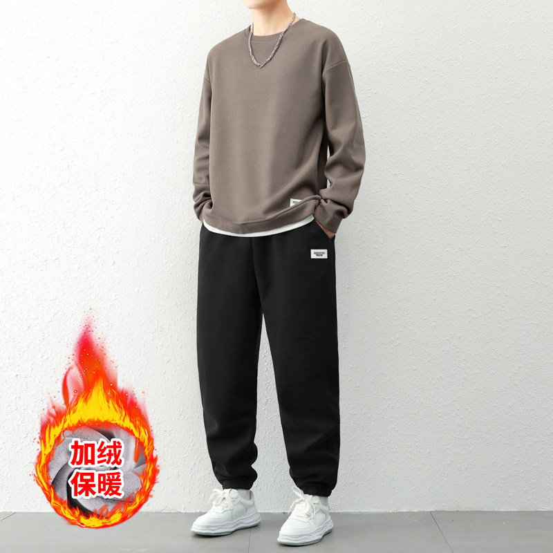 2025冬季华夫格加绒休闲运动男套装JRTZ8001P62货源充足,男装休闲套装,星座1106-2（原1111B）