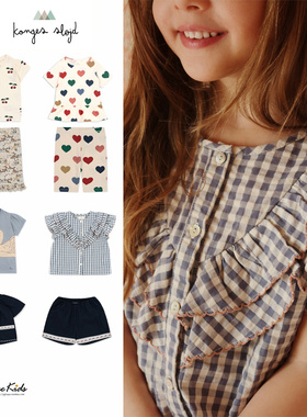 Shinyee▲Konges slojd ss24春夏儿童印花衬衫休闲T恤短裤套