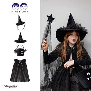 6Z Shinyee▲mimi lula aw23儿童万圣节道具巫女帽发箍手提包披肩