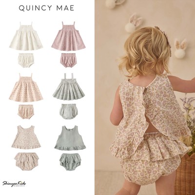 Shinyee▲quincy mae ss26春夏新款宝宝吊带衫衬衫背心短裤套装