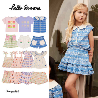 5ZShinyee▲hello simone ss25春夏小花吊带上衣衬衫短袖T恤短裤