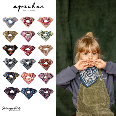 Shinyee▲apaches aw25儿童多功能小方巾头巾法式印花纯棉围巾