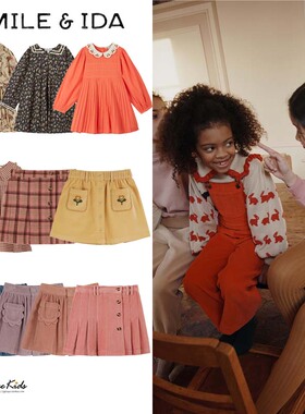 Shinyee▲emile et ida aw24女童刺绣法式印花连衣裙半身裙短裙