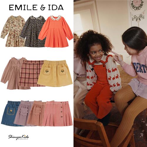 Shinyee▲emile et ida aw24女童刺绣法式印花连衣裙半身裙短裙