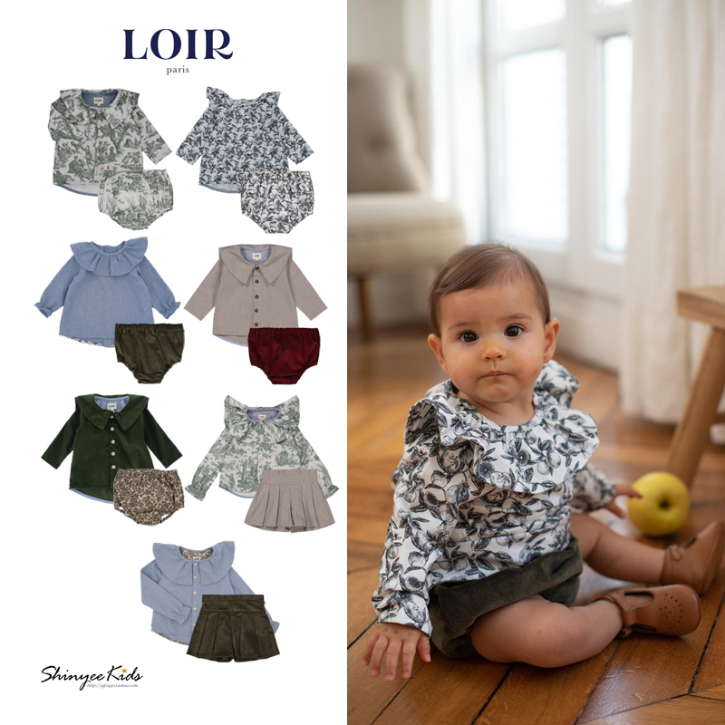 loir法式印花儿童衬衫短裤