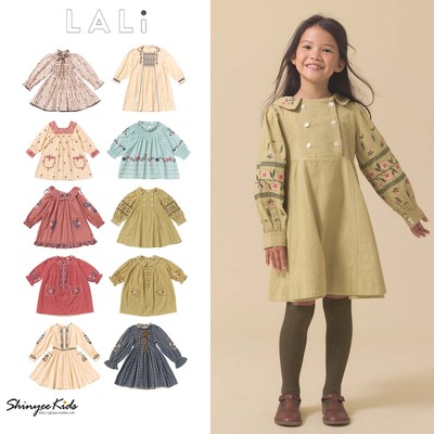 6ZShinyee▲lali aw25秋冬女童刺绣印花打揽衬衫裙连衣裙