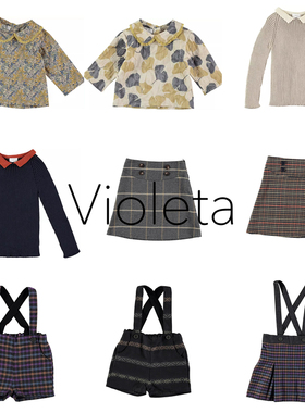 3折清仓 violeta 秋冬儿童印花衬衫翻领打底衫 半裙背带裙背带裤
