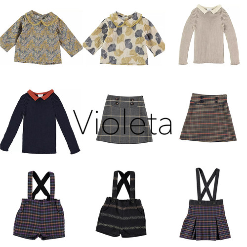 3折清仓 violeta 秋冬儿童印花衬衫翻领打底衫 半裙背带裙背带裤