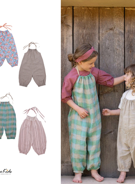 Shinyee▲frou frou 春夏儿童格纹碎花背带裤挂脖连体衣