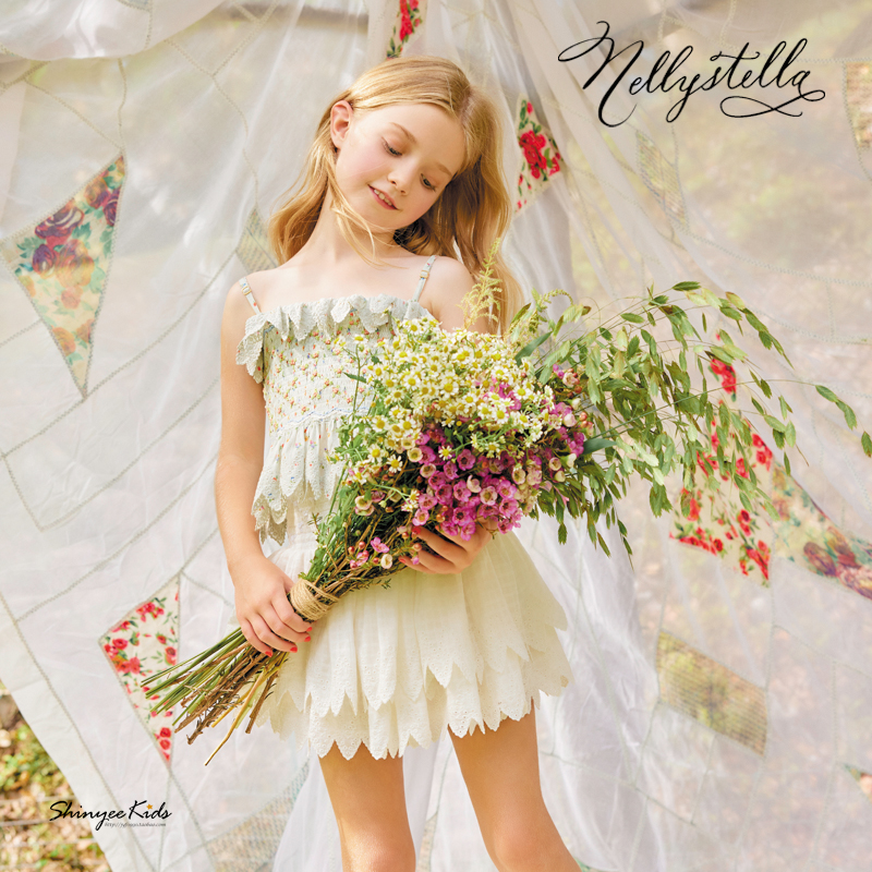 5ZShinyee▲nelly stella ss24春夏儿童小清新印花吊带衫背心半裙