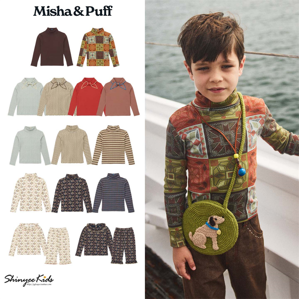 8ZShinyee▲misha puff aw25秋冬儿童复古印花打底衫T恤打底裤