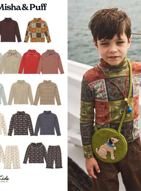 7ZShinyee▲misha puff aw25秋冬儿童复古印花打底衫T恤打底裤