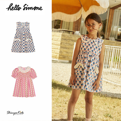 8ZShinyee▲hello simone ss26春夏新款女童法式印花背心裙连衣裙