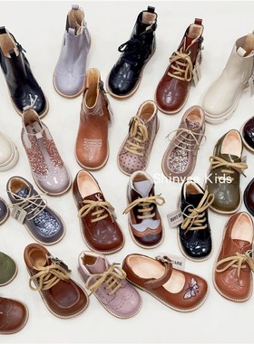 5Z Shinyee▲angulus 秋冬新款儿童手工皮鞋短靴 切尔西靴 中筒靴