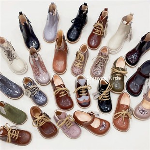 秋冬新款 angulus 儿童手工皮鞋 短靴 中筒靴 切尔西靴 Shinyee