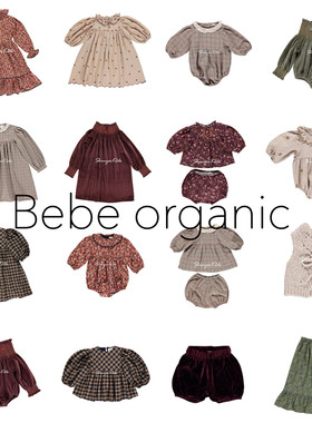 4折清仓 bebe organic 秋冬儿童衬衫短裤 连体衣连衣裙 针织衫