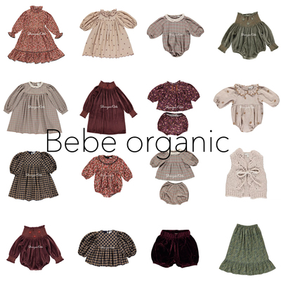 4折清仓 bebe organic 秋冬儿童衬衫短裤 连体衣连衣裙 针织衫