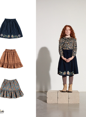 Shinyee▲coco au lait aw23女童半身裙刺绣花纹半裙碎花裙子