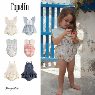 5ZShinyee▲popelin ss24儿童春夏小飞袖连体衣 碎花海军领包屁衣