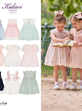 6ZShinyee▲法国kidiwi ss25春夏儿童手工打揽连衣裙 礼服裙子