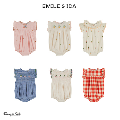Shinyee▲emile et ida ss26春夏宝宝连体衣刺绣印花小童包屁衣