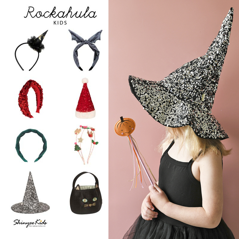 7ZShinyee▲rockahula aw24儿童亮片魔法帽圣诞帽甜美发箍手提包