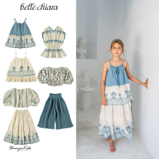5ZShinyee▲belle chiara ss23地中海风儿童衬衫吊带衫半裙阔腿裤