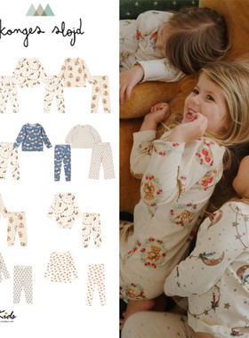 8ZShinyee▲konges slojd aw25假日新年家居服儿童T恤打底裤套装