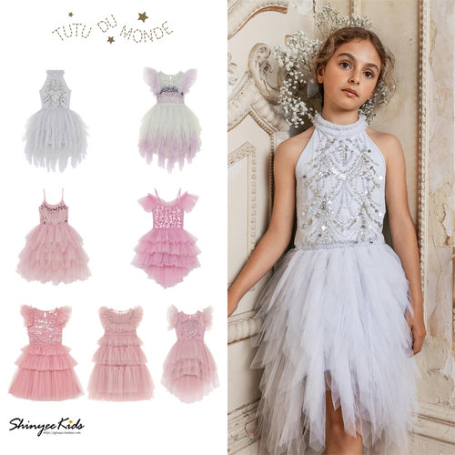7ZShinyee▲tutu du monde aw25女童飞袖甜美连衣裙蓬蓬裙礼服