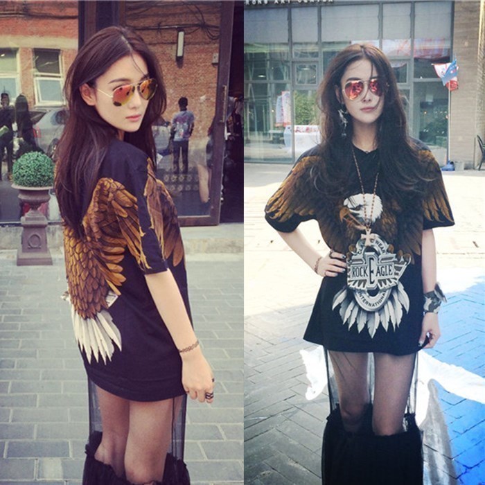 泰国张馨予同款老鹰图案女士t恤