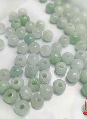 【5颗一份】天然翡翠A货珠子串中国结线手链项链专用大孔玉石散珠