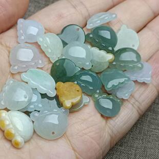 天然翡翠A货猫爪小滴流三彩小爪子diy手工配件腰链手链配饰玉石