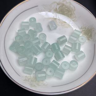 翡翠玉石桶珠8X8mm巴山翠diy配饰串珠手串手链项链饰品玉珠子