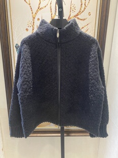 时髦立领长袖米色外套女2025秋冬大码胖MM宽松藏肉拉链开衫潮dm