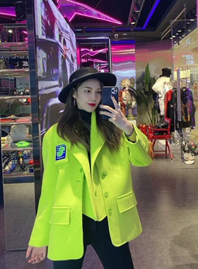 MWM木村井泓OOXOO潮牌欧美时尚针织衣假两件宽松翻领西装贴标外套