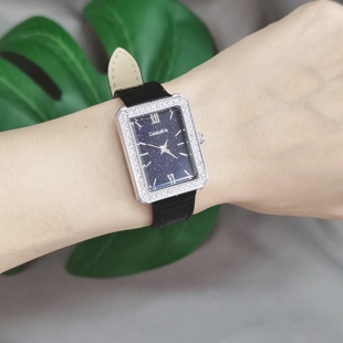 CaldiceKris深邃星空黑色小方女士手表1610