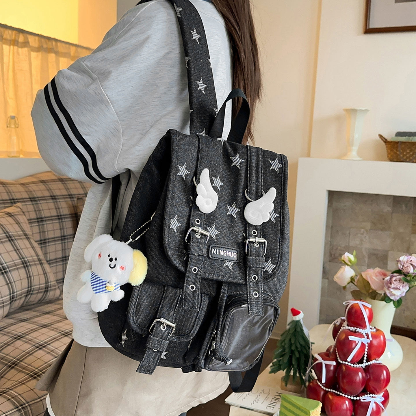 牛仔帆布书包女大学生小众设计感通勤背包2026新款休闲旅行双肩包,箱包皮具/热销女包/男包,双肩背包,淘宝优惠券,粉丝福利购,淘宝优惠卷