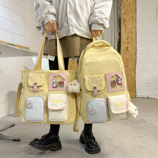 多巴胺书包女生小学生高颜值多口袋双肩包2026新款初中大容量背包