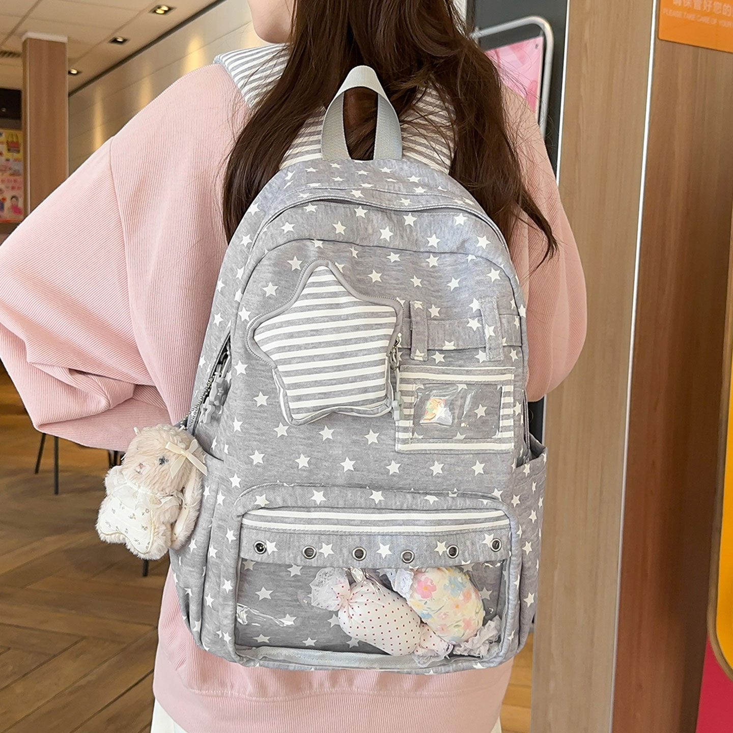 五角星设计感书包女初中高中学生
