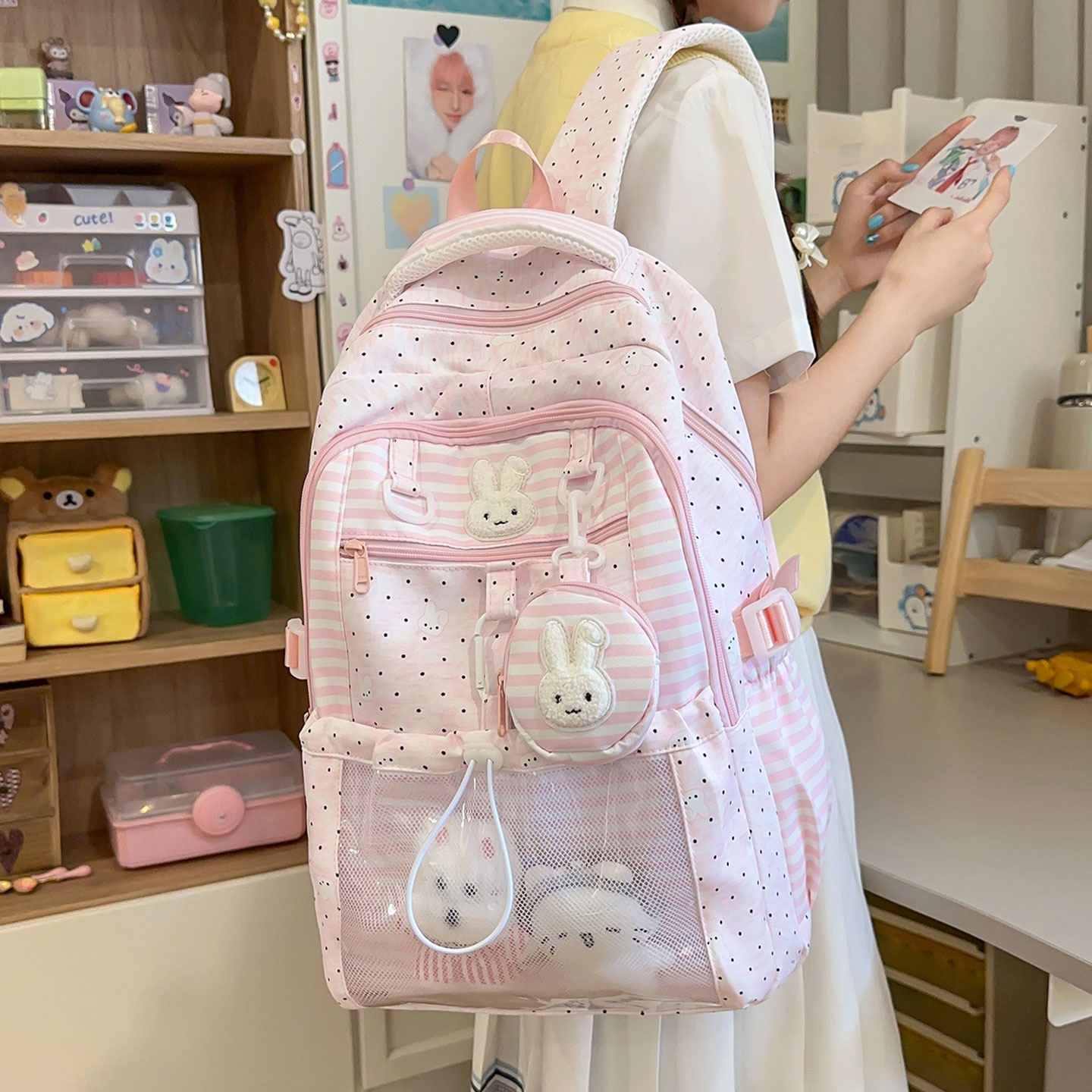 波点兔子书包少女可爱学生大容量